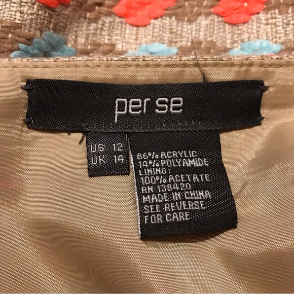 Per Se by Carlisle pencil skirt 12 woven neon tweed textured hot pink rainbow - Picture 4 of 6